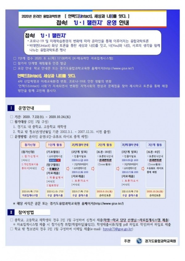 1021 경기도융합과학교육원, 24일 2020 온라인 융합과학토론 접속 UI 챌린지 열어(사진).jpg