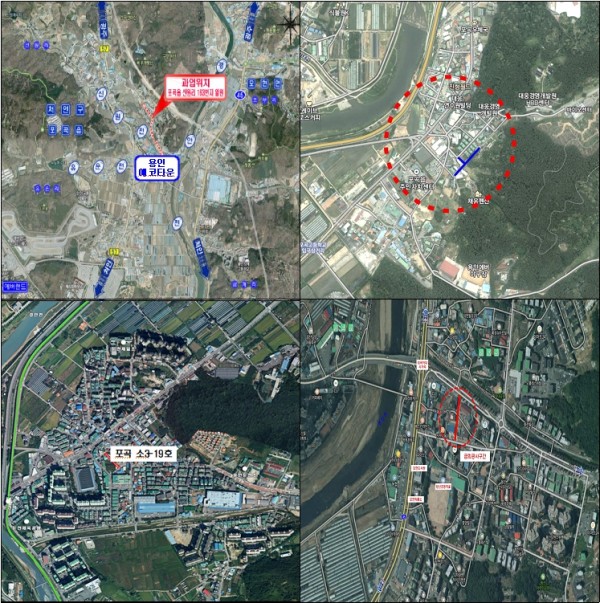 8.  처인구가 도시계획도로 4곳의 공사를 이달 착공한다. 사진은 4곳 도로의 위치도..jpg