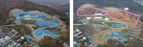7. 용인특례시 수지구 고기동의 노인복지주택 공사현장의 토사반출 전(왼쪽)과 후(오른쪽) 모습 (1).jpg