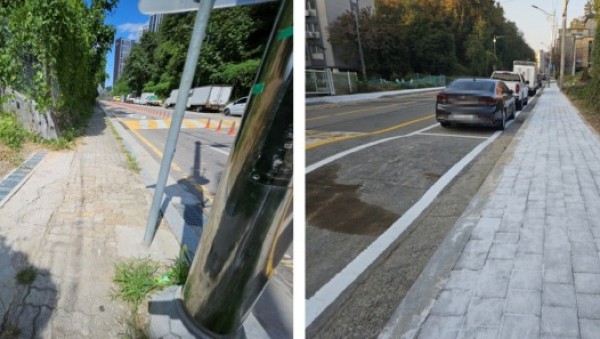 4. 용인특례시 모현읍이 외대로 25번길 보행환경을 개선했다. 사진은 개선전(왼쪽)과 개선후(오른쪽) 모습.jpg